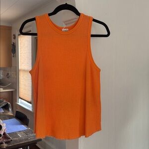 Stand Alone Orange Sleeveless Ribbed Top